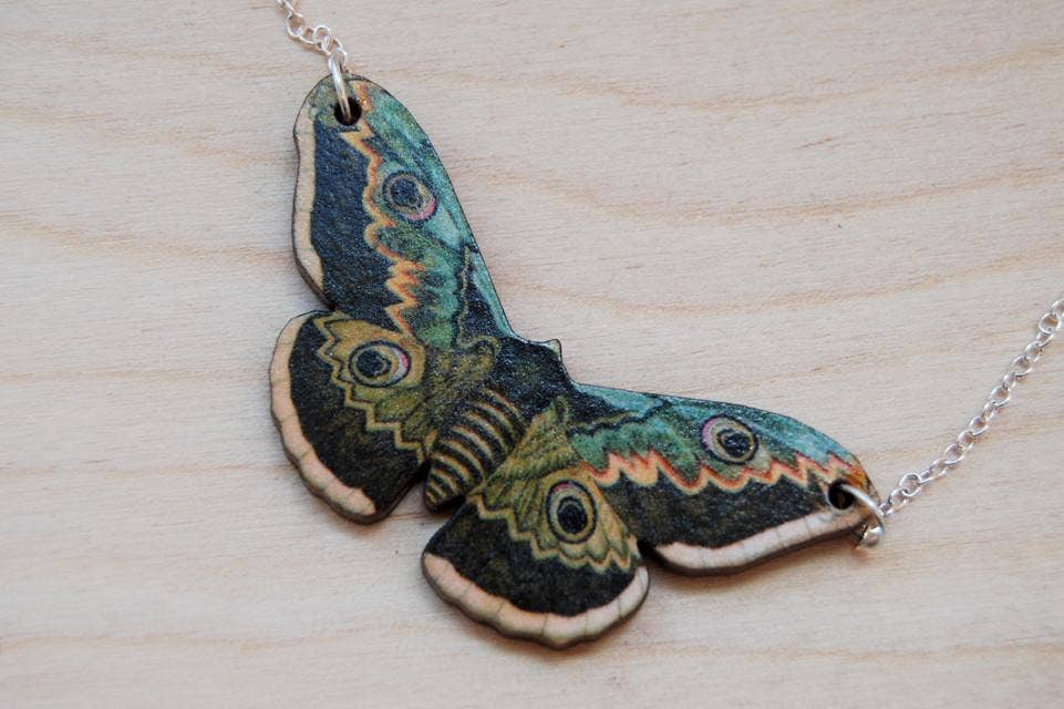 Enchanted Leaves - Wholesale Pendant/Charm Necklace - 18" Emperor Moth Necklace