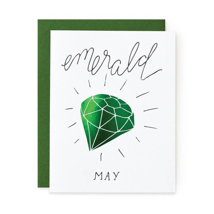 Biglietto di compleanno Emerald - May Gemstone per la vendita all'ingrosso da parte di Wild Ink Press