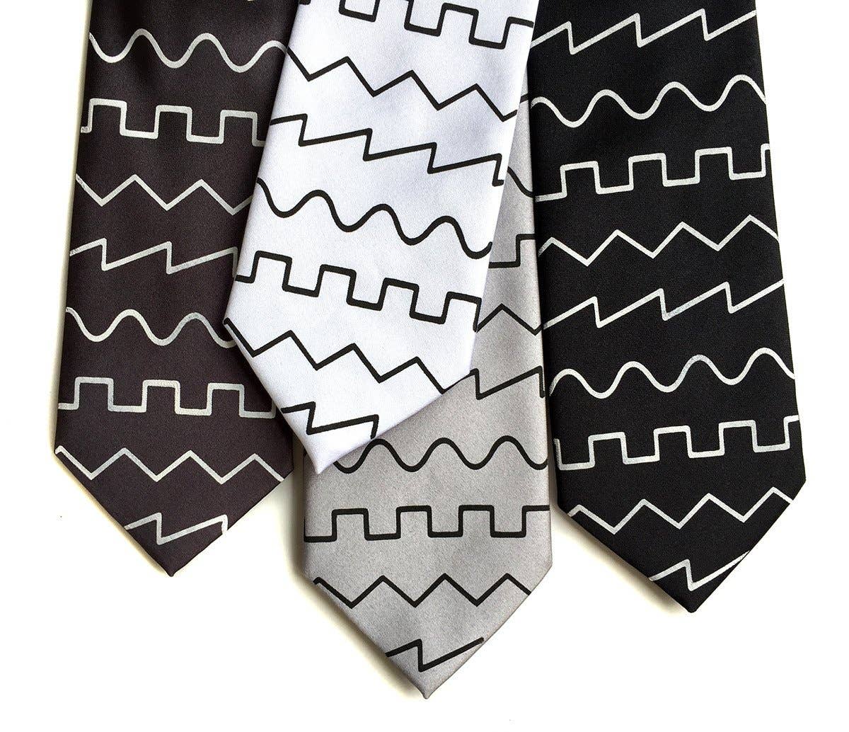 Cyberoptix Tie Lab - Wholesale Necktie - Men's - Oscillator Waves Necktie. Square, Saw, Triangle & Sine Wave Tie0