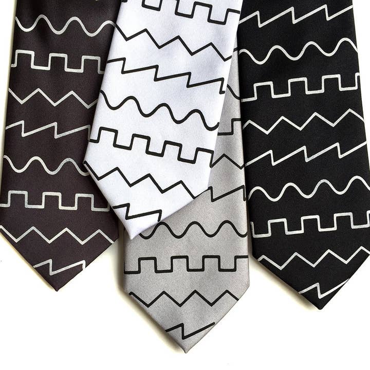 Cyberoptix Tie Lab - Wholesale Necktie - Men's - Oscillator Waves Necktie. Square, Saw, Triangle & Sine Wave Tie