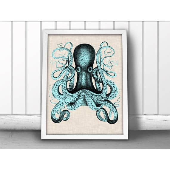 Impression d'art de pieuvre 11 po x 14 po pour la vente par The National Anthem