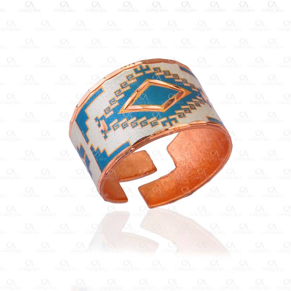 COPPER ARTS INC. - Wholesale Cocktail/Statement Ring - RN 29BL SW Native Jewelry Rings Blue