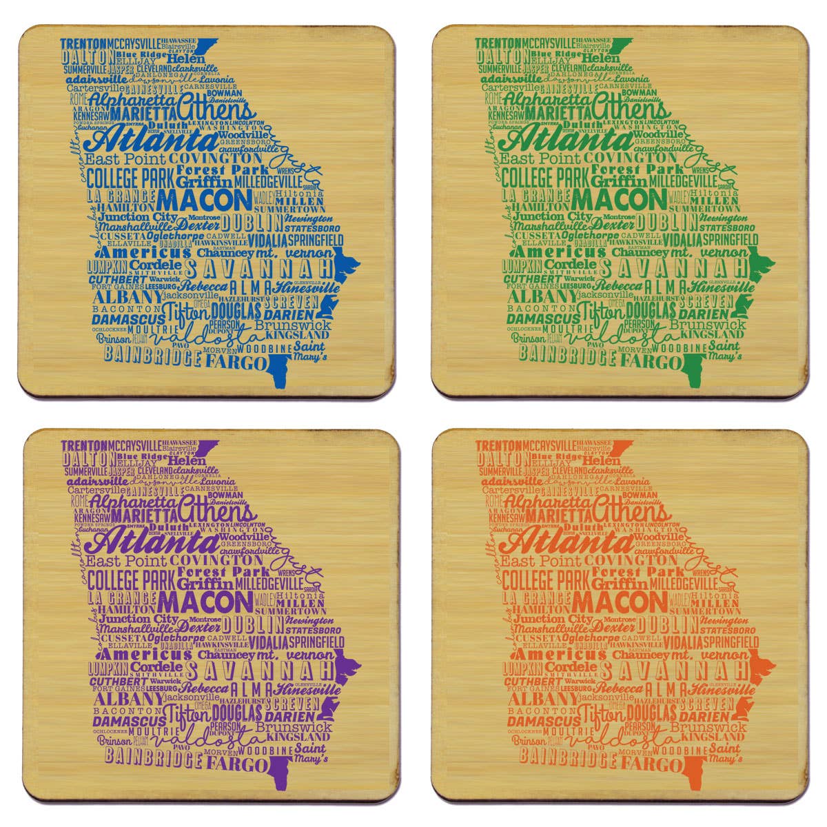 Torched Products - Wholesale Coasters - State Typography Coaster- Set of 411