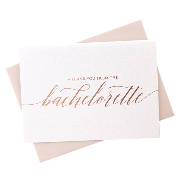 Foil Thank You From the Bachelorette Wedding Card 25 Box Set for wholesale by Marrygrams