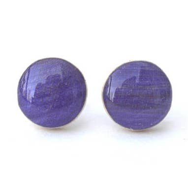 Stained Purple Wood Stud Earrings for wholesale by Starlight Woods