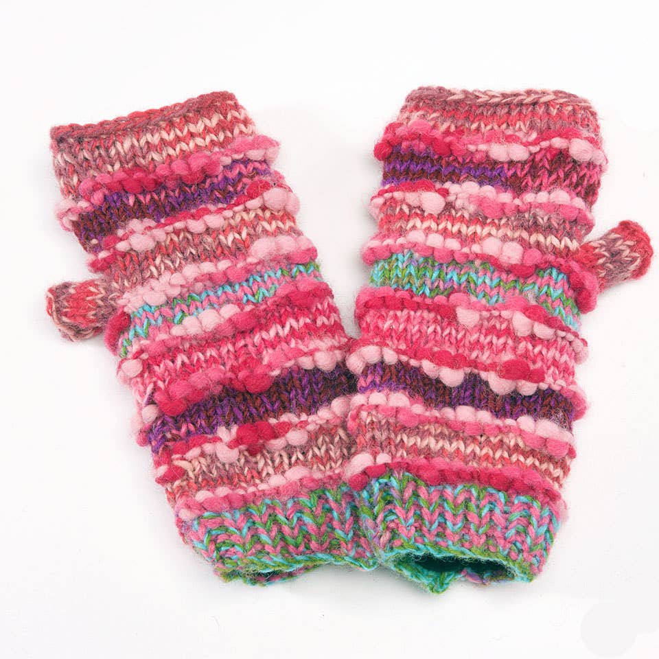 Zig Zag Asian Collection - Wholesale Gloves - Women's - Ribbed Multi-Striped Fingerless Gloves2