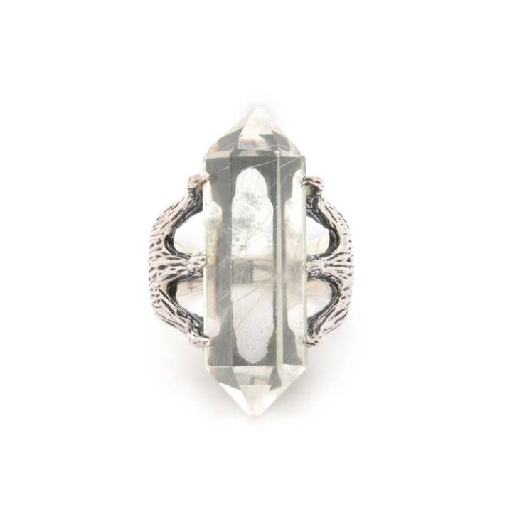 Hiouchi Jewels | Rose & Bolt Grateful Dead Jewelry - Wholesale Cocktail/Statement Ring - Crystal Talon Ring | Silver / Quartz12