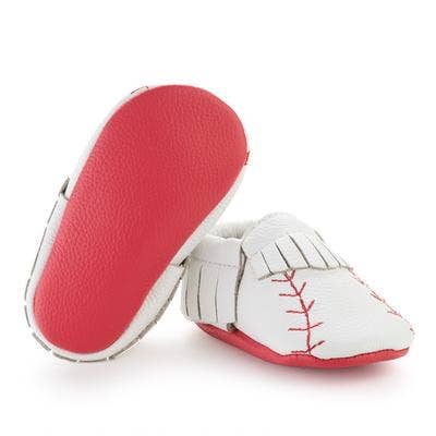 BirdRock Baby - Wholesale Moccasins - Kids - Baby Moccasins - Leather Baby Shoes (Home Run Baseball)2