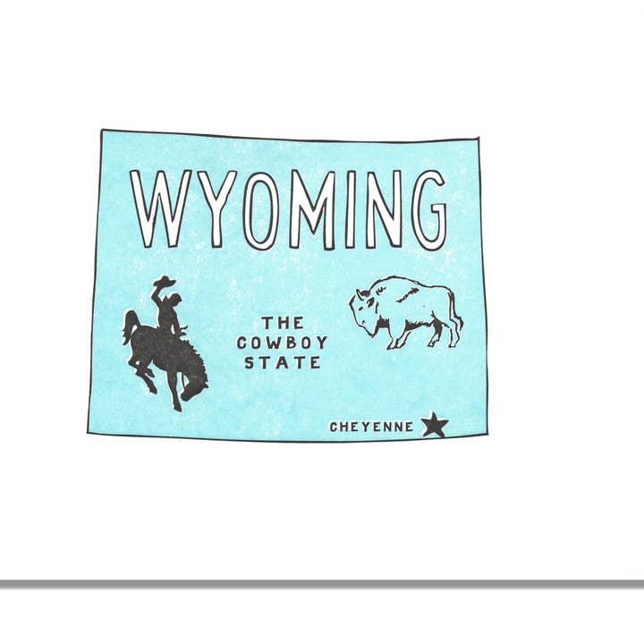 Wyoming State Print: The Cowboy State per la vendita all'ingrosso da parte di Power and Light Press