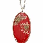 Shari Dixon - Vendita all'ingrosso Collana con ciondolo/pendaglio - Collana Ovale Grande con Fiore di Pizzo Rosso0