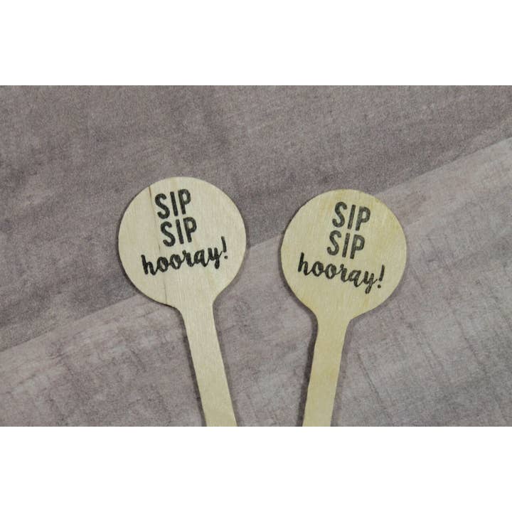 Sip Sip Hoera! Houten roerstaafjes voor wholesale door Tulle and Twig
