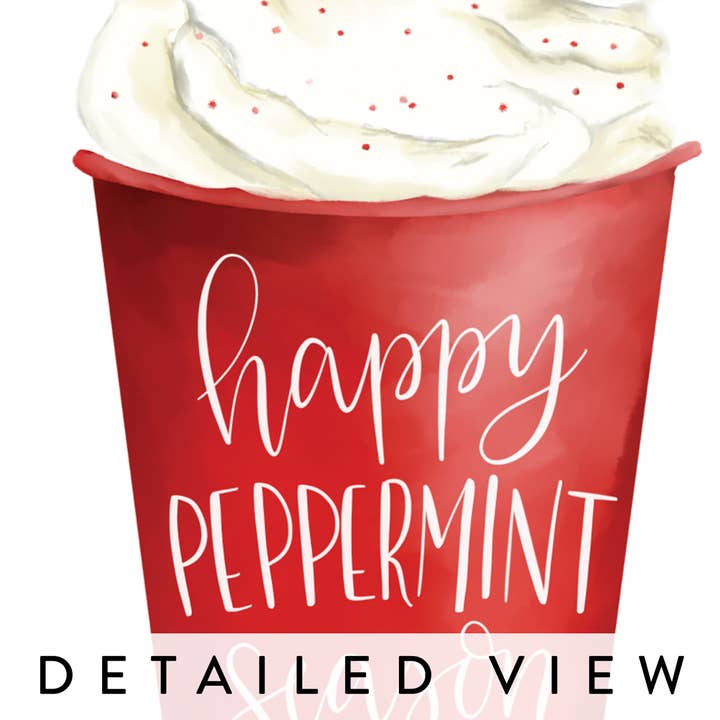 Fresh Cut Prints LLC - Wholesale Christmas Card - Peppermint Latte Coffee Lover Blank Christmas Greeting Card1