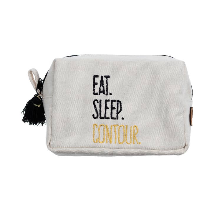 "Eat. Sleep. Contour." Tasseled Zipper Pouch for wholesale by BOPS WHOLESALE