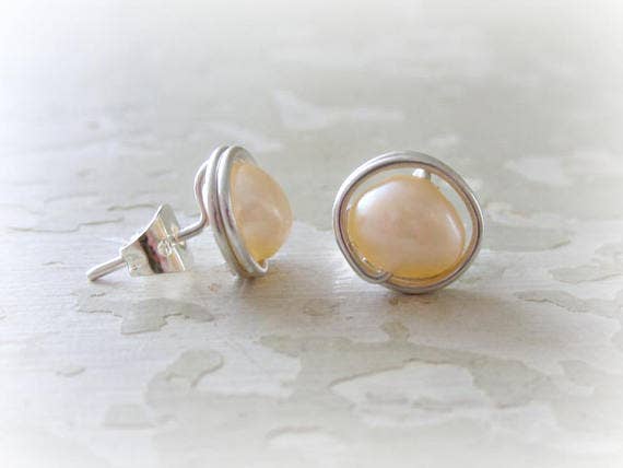 Contempo Jewelry - Wholesale Stud/Post Earrings - Little Peach Pink Sterling Stud Earrings2