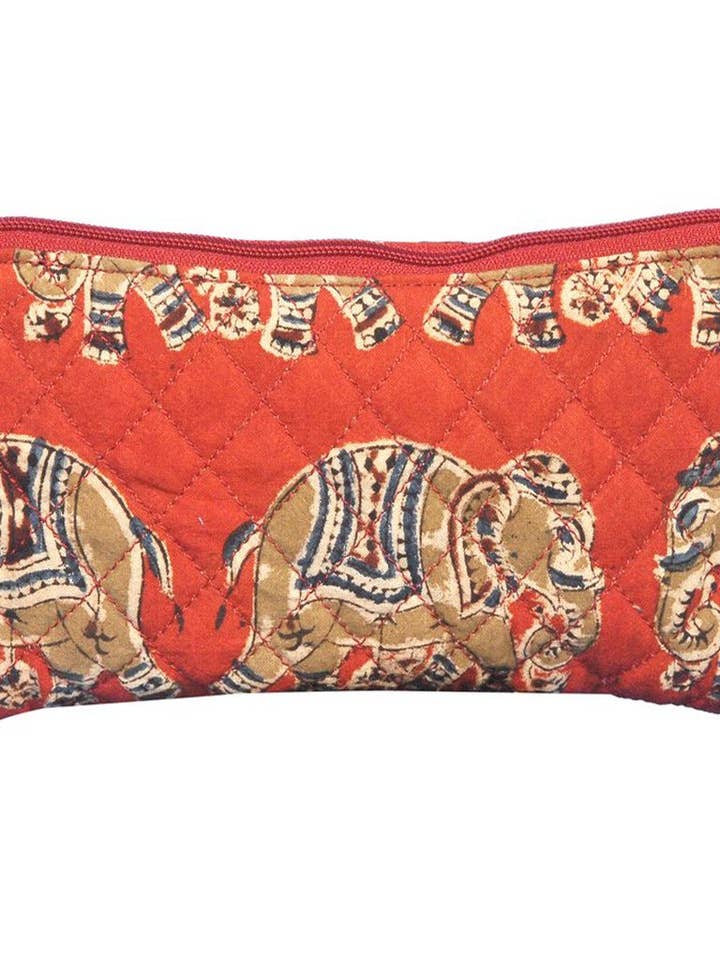 Portafoglio in iuta verde - elefanti rossi (KK2057) per la vendita all'ingrosso da parte di White Lotus Fashions