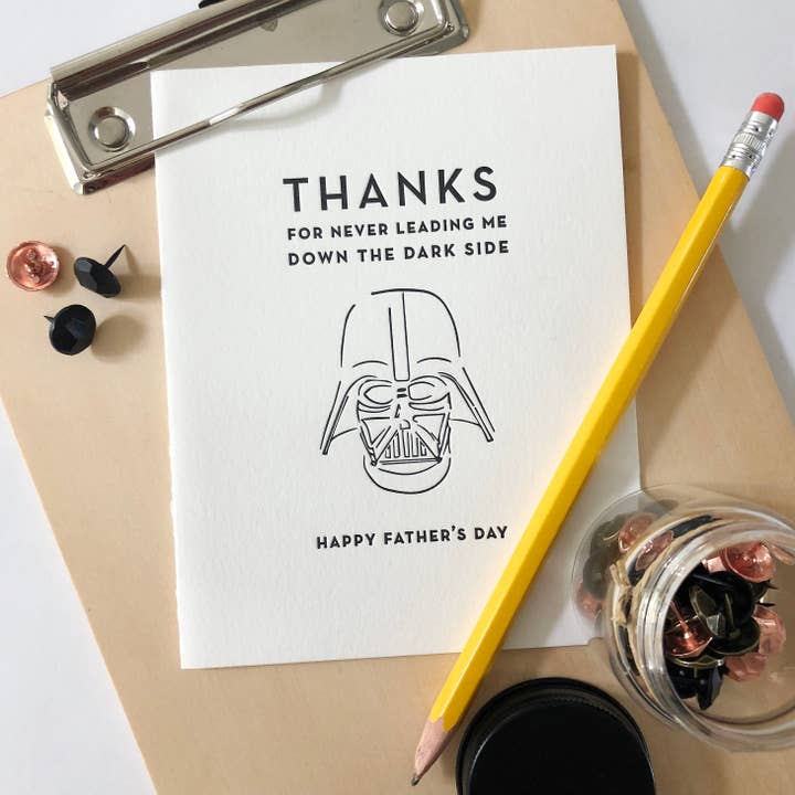 Dark Side Dad - Letterpress Father's Day Greeting Card for wholesale by Steel Petal Press
