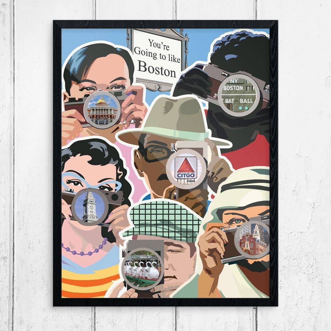 Fridgedoor - Wholesale Art Print - 11'' x 14'' You're Going to Like Boston Tourist Toting Cameras Print0