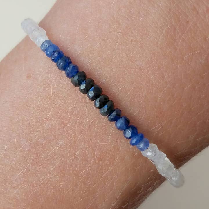 Sapphire Moonstone Beaded Bracelet for wholesale by MissElenious Jewelry