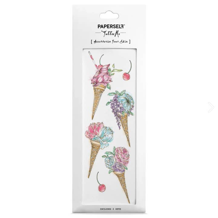 PAPERSELF - Vendita all'ingrosso Tatuaggi temporanei - Adesivi temporanei per tatuaggi floreali gelato