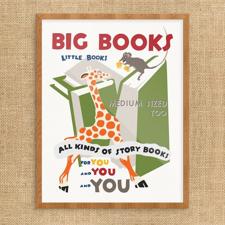 8" x 10 Big Books Little Books Print for wholesale by Fridgedoor