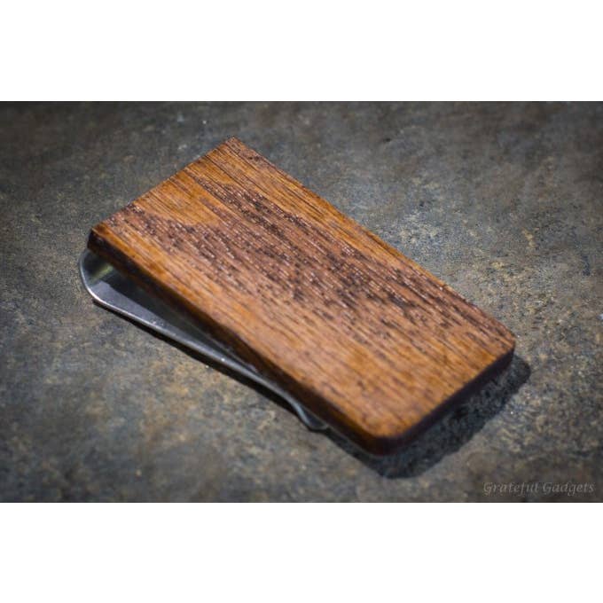 Hickory Smoked Money Clip for wholesale by Grateful Gadgets