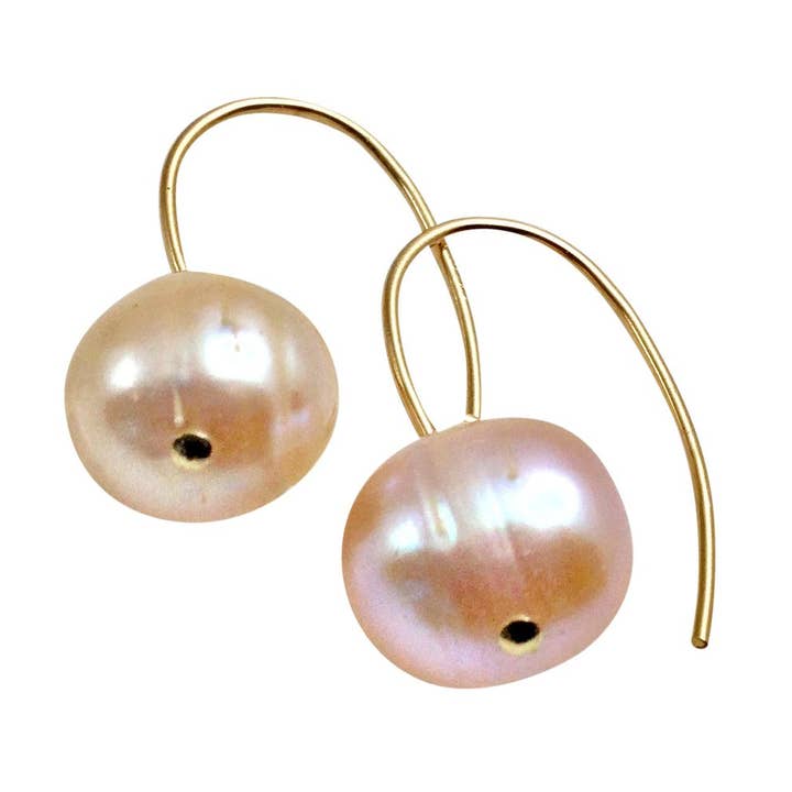 Boucles d'oreilles Simple Perle Rose Blush pour la vente par Delisch Jewelry & Accessories