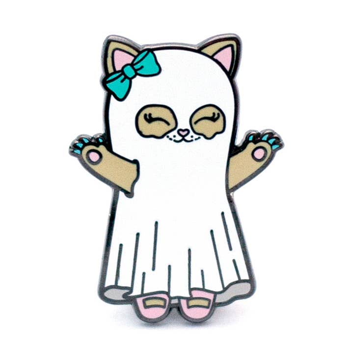Ghost Kitty Pin for wholesale by LuxCups Creative