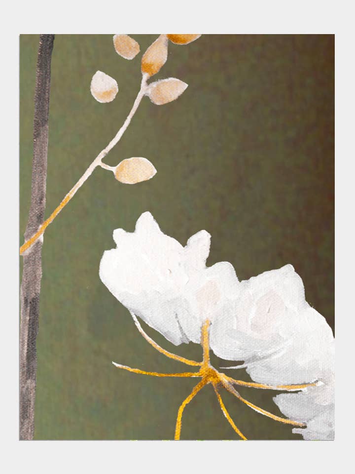 Impression de grandes fleurs blanches sur vert 7 po x 9 po pour la vente par India & Purry by Jessica Hollander