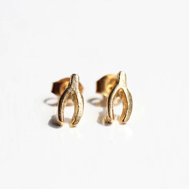 Diament Jewelry - Wholesale Stud/Post Earrings - Gold Wishbone Studs
