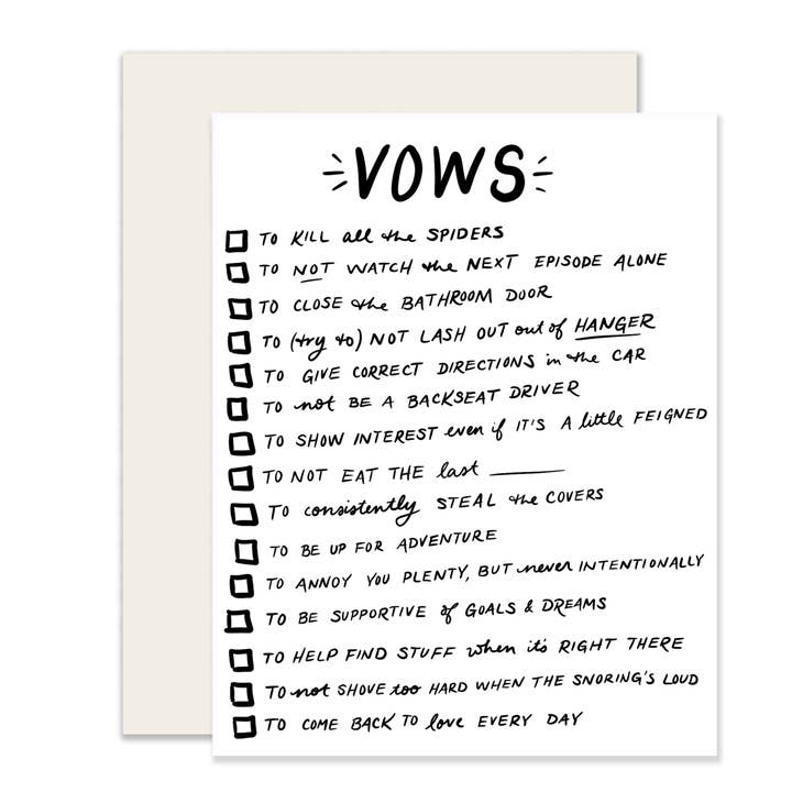 Slightly Stationery – wholesale Wedding card – Vows Check Boxes