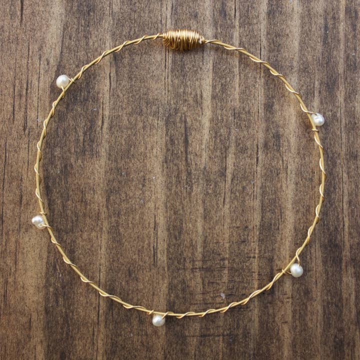 Gemstone Bangles - White Pearl for wholesale by ReStrung Jewelry