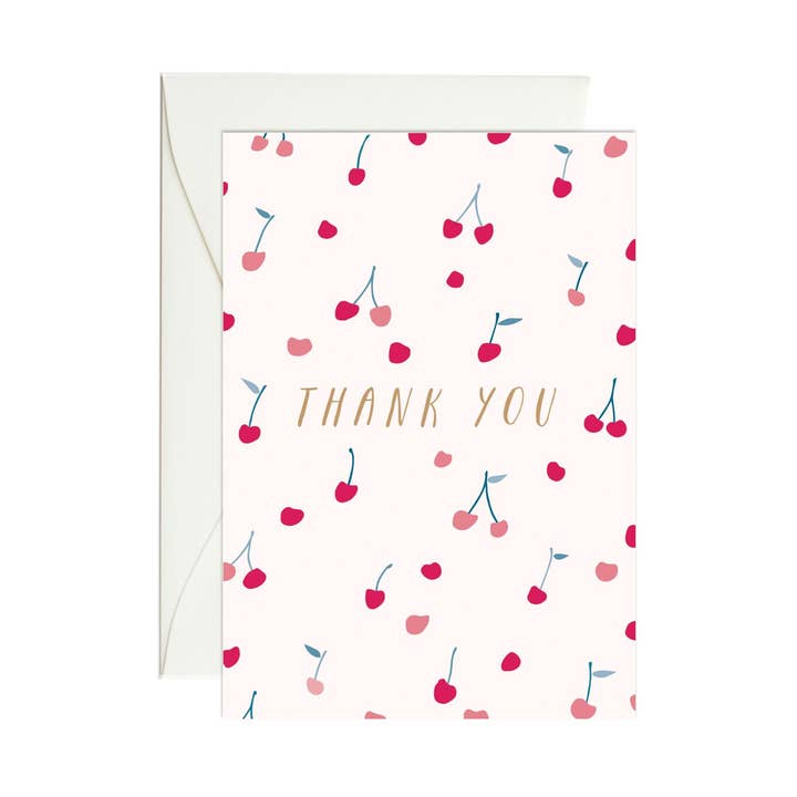 Thank You Cherries Mini Enclosure Card for wholesale by Paula & Waffle