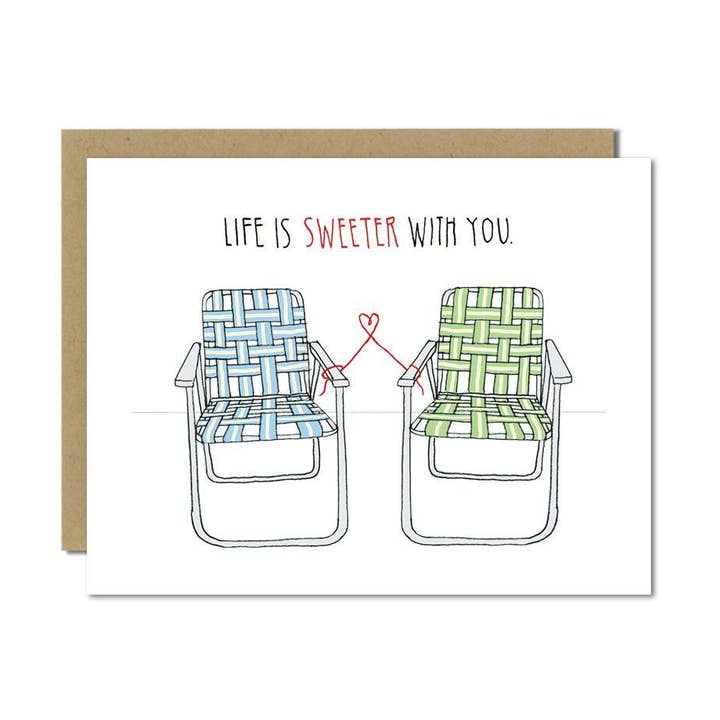 Vintage Lawn Chairs Love Greeting Card for wholesale by Sloe Gin Fizz