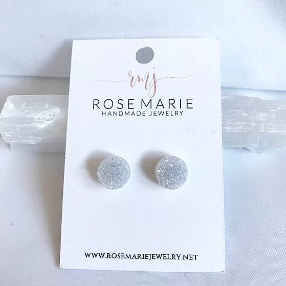Large White Druzy Stud for wholesale by Rose Marie Jewelry