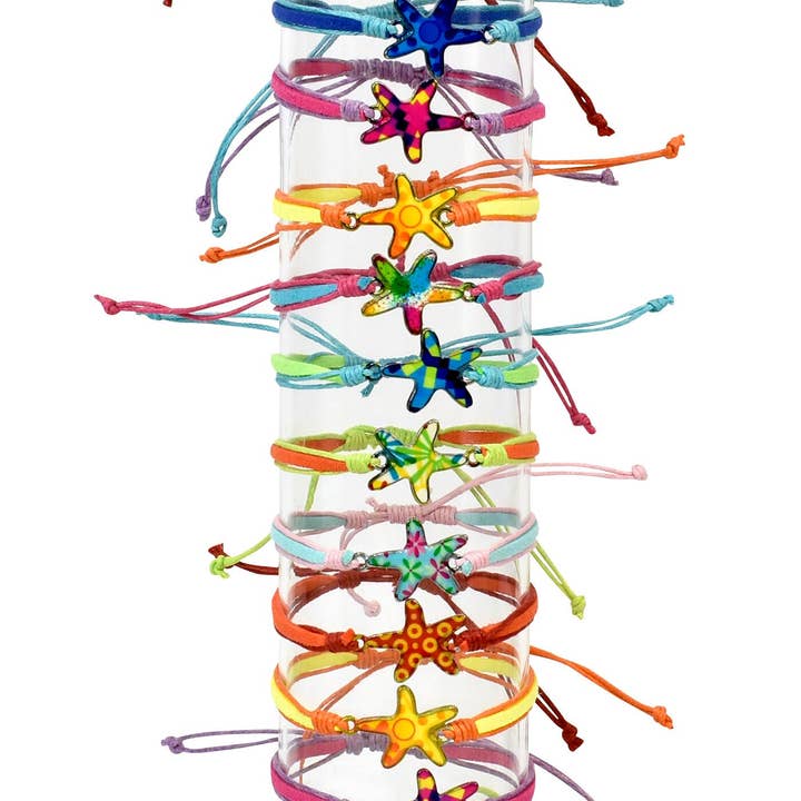 Girls Adjustable Bracelet - Starfish Prepack Assortment for wholesale by Snazzy and Co