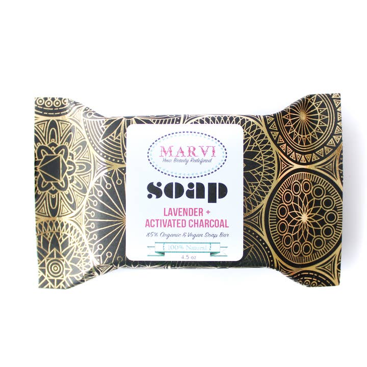 Lavender + Activated Charcoal Soap for wholesale by Marvi Beauty