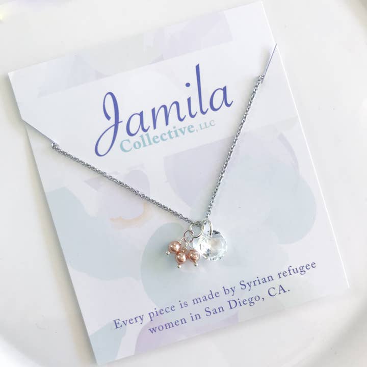 Laila Cluster Necklace - Rose Gold for wholesale by Jamila Collective, LLC