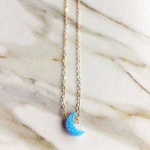 Opal Moon Necklace for wholesale by Leslie Francesca Designs