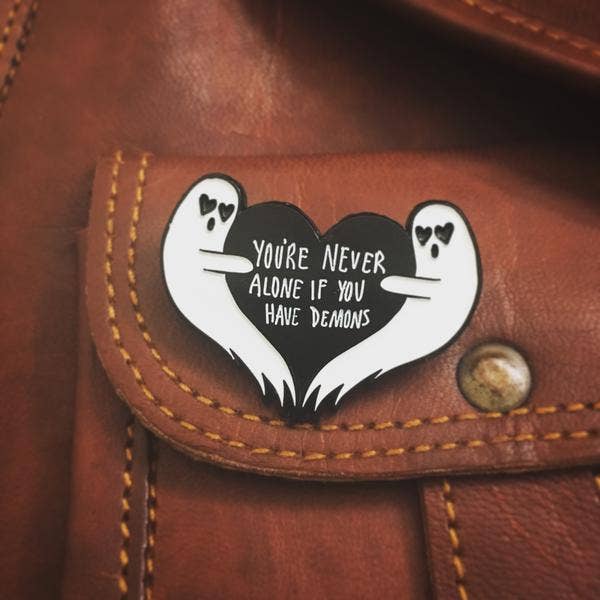 Ectogasm - Wholesale Lapel Pin/Button - You're Never Alone If You Have Demons Ghost Enamel Pin4