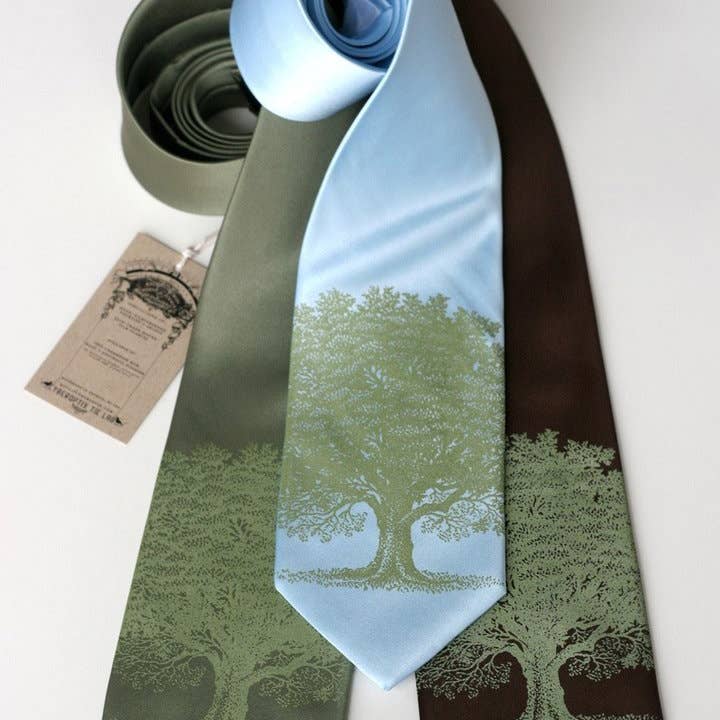 Cyberoptix Tie Lab - Wholesale Necktie - Men's - Oak Tree Necktie, Tree Silhouette Tie1