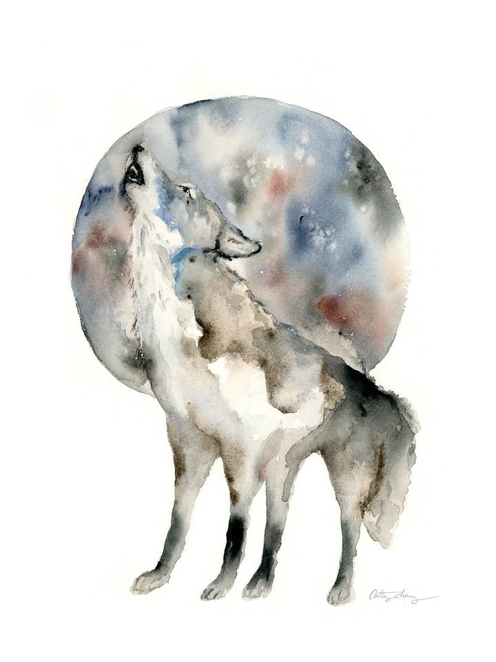 8'' x 10'' Howling Wolf Art Print for wholesale by Easy Sunday Club