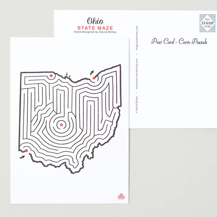 Imaginary Animal – Engroshandel Postkort – 5x7 Ohio Kort State Maze Postkort Print