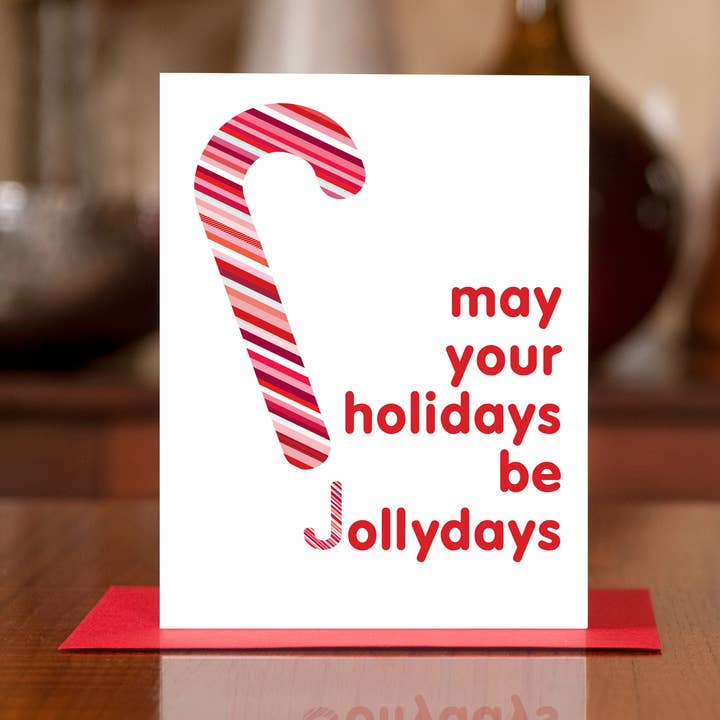 Jollydays Candy Cane Holiday Card for wholesale by MAN vs. GEORGE DESIGN