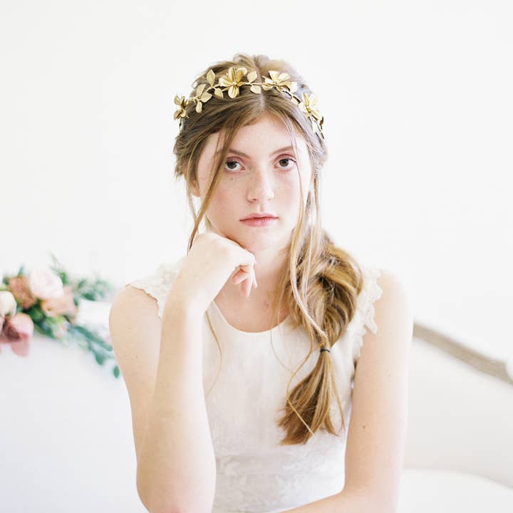 Acute Designs - Wholesale Tiara - Women's - Gold Daffodil Flower Bridal Crown4