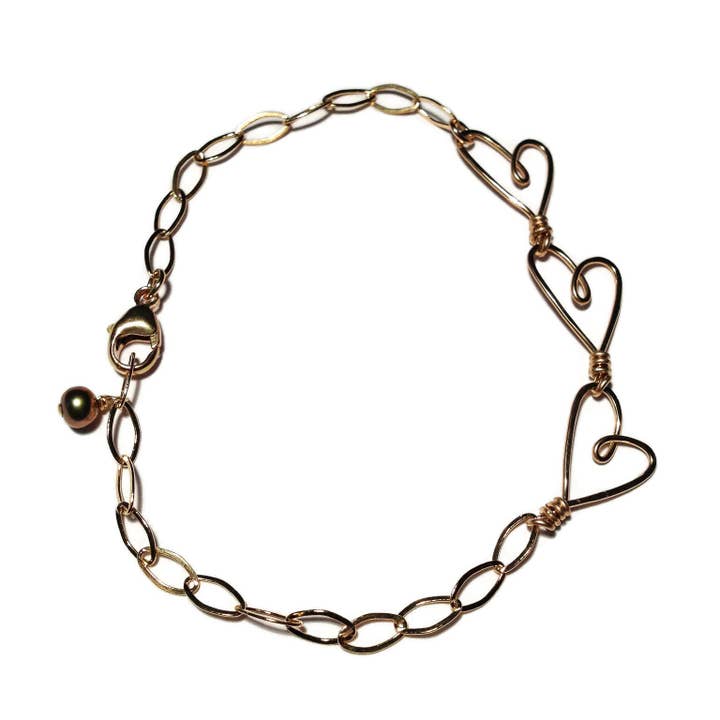 3 Hearts Bracelet - Gold for wholesale by Beth Jewelry