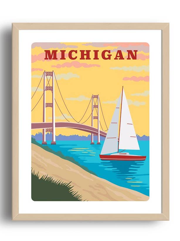 Michigan Art Print 8 x 10 inches for wholesale by The Imagination Spot