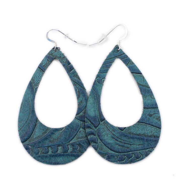 Tooled Blue - The Eclipse Leather Earrings for wholesale by OneWild
