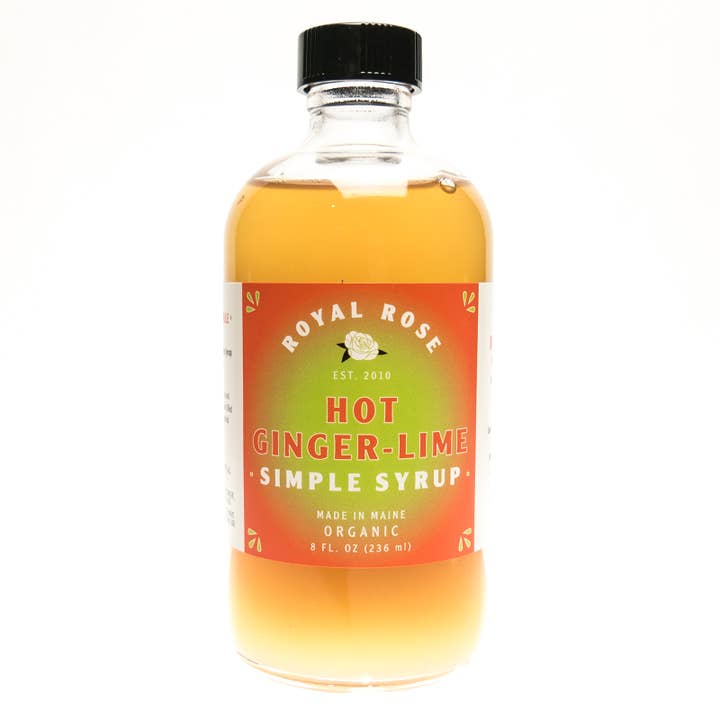 Hot Ginger Lime Organic Simple Syrup 8oz for wholesale by Royal Rose Syrups