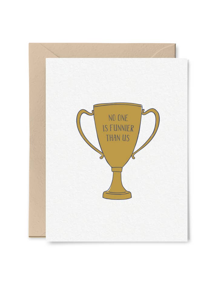 No One is Funnier Than Us Card for wholesale by Tiny Hooray