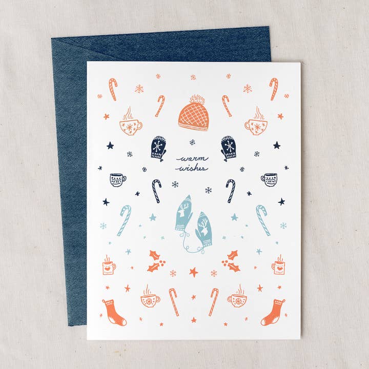 Warm Wishes Holiday Card for wholesale by Wildship Studio